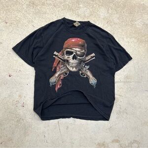 VTG 90s The Mountain Pirate Guns Graphic Y2K Short Sleeve T-shirt Boys XL Black